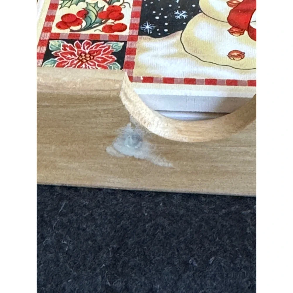 Let It Snow Snowman Ceramic Coaster Set with Wood Holder 5 Piece Christmas Decor
